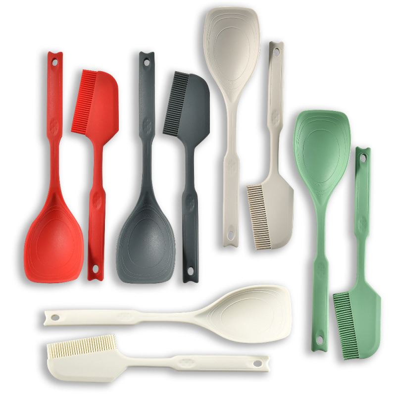 Cross-Border Silicone Two-In-One Scraper and Oil Brush, Kitchen Silicone Dual-Purpose Spatula, Baking Scraper, Cake Cream Spreader