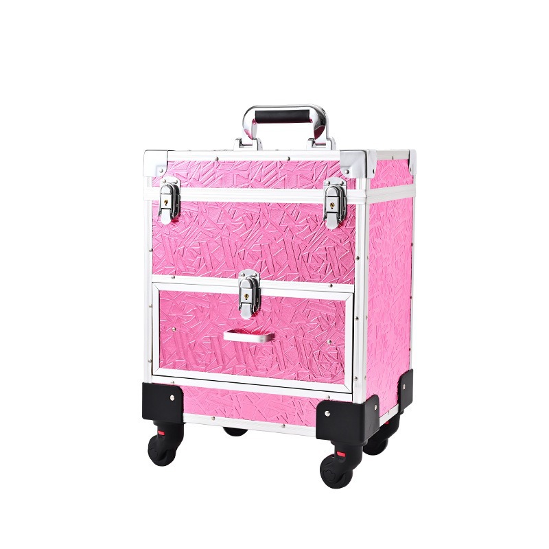 Caja de maquillaje multifuncional con espejo con lámpara portátil de gran capacidad caja de herramientas de maquillaje caja de almacenamiento de manicuras de mercado nocturno