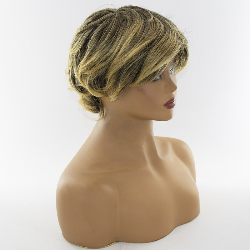 Cross-border Hot European and American Fashion Distinctive Women's Short Curly Hair Heat Resistant Glue-free Women's Wig Suitable for Daily Party