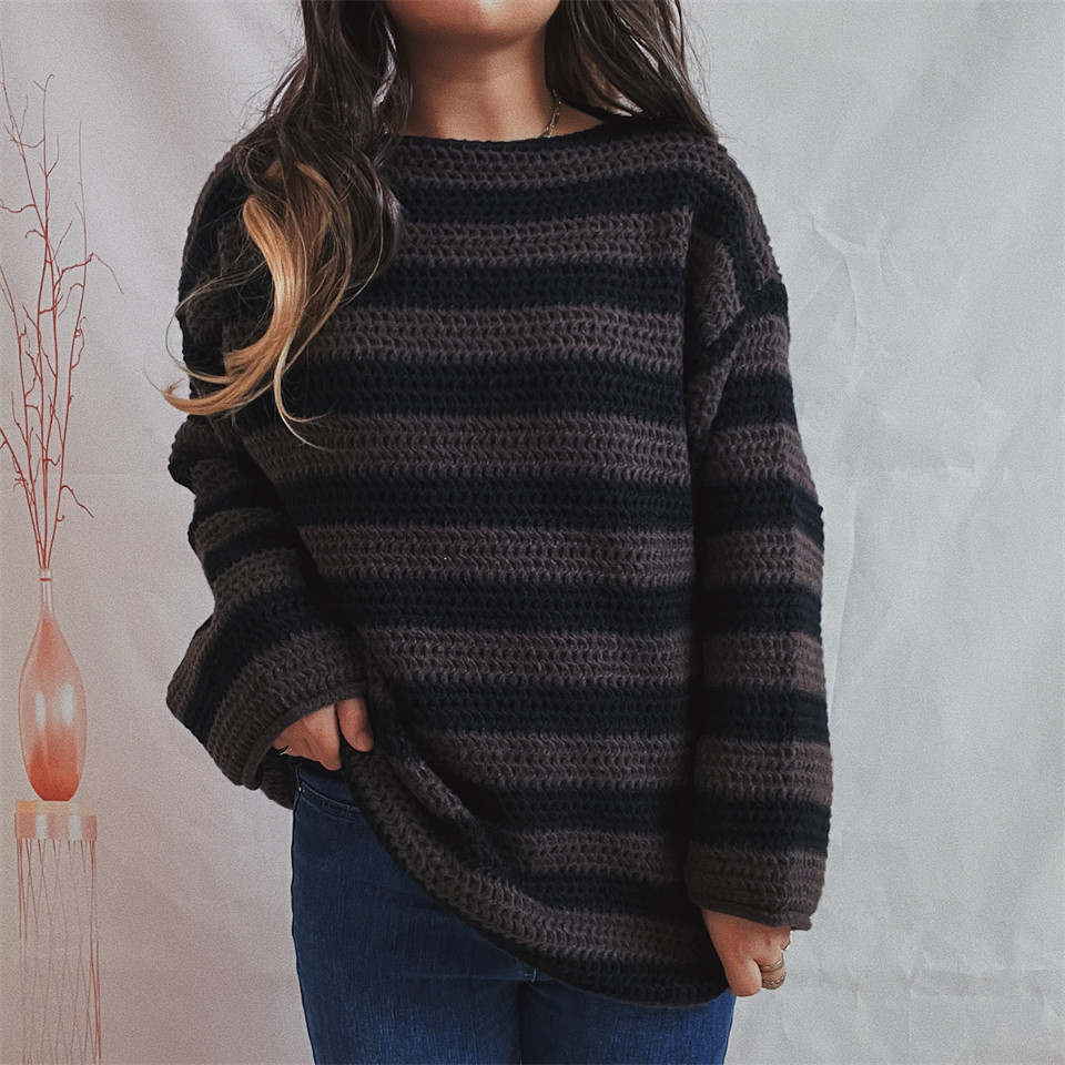 Women's Sweater Long Sleeve Sweaters & Cardigans Simple Style Stripe display picture 12