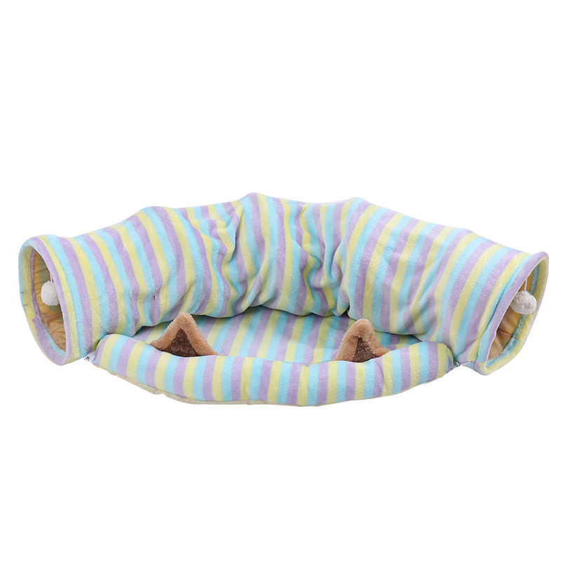 Suministros para mascotas Amazon nuevo anillo de papel semicírculo gato túnel nido resistente a los arañazos plegable auto-Hi gato Túnel de juguete