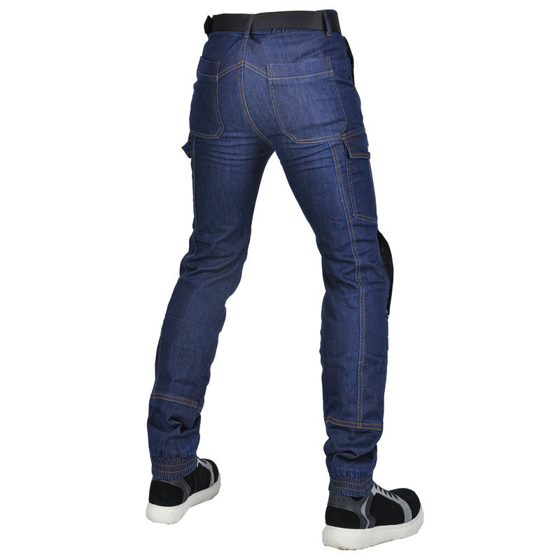 VOLERO motocicleta jeans hombres casual retro tobillo atado motocicleta kaudula pantalones de montar resistente al desgaste resistente al desgarro