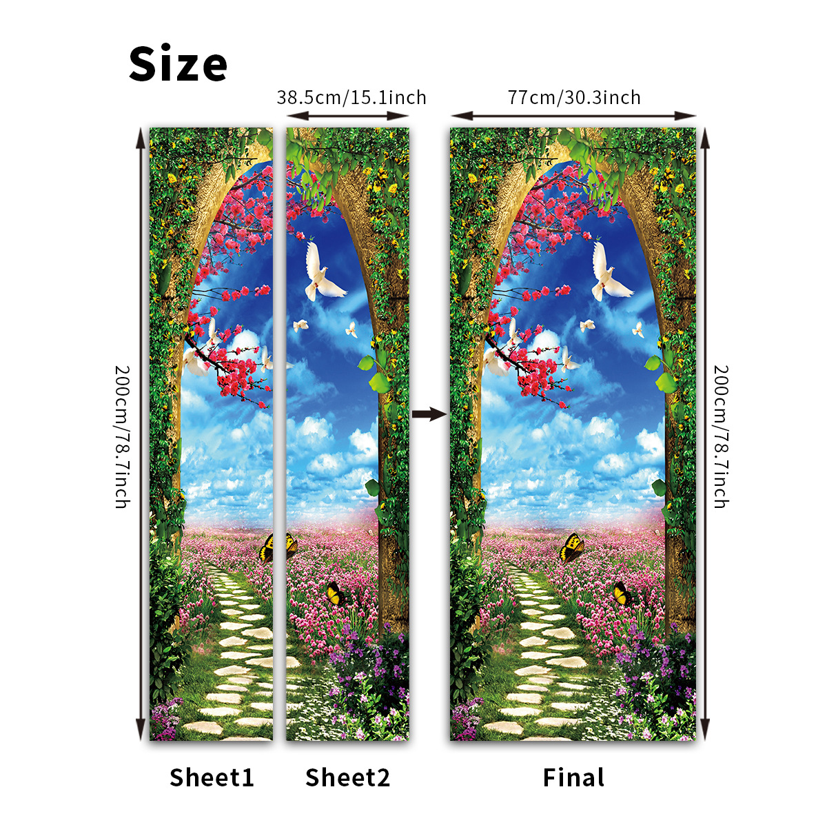 Pegatinas para puertas 3D respetuosas con el medio ambiente, autoadhesivos, fabricantes de origen al por mayor, patrones populares transfronterizos de alta definición, adhesivos para puertas impermeables, a prueba de aceite y antiincrustantes