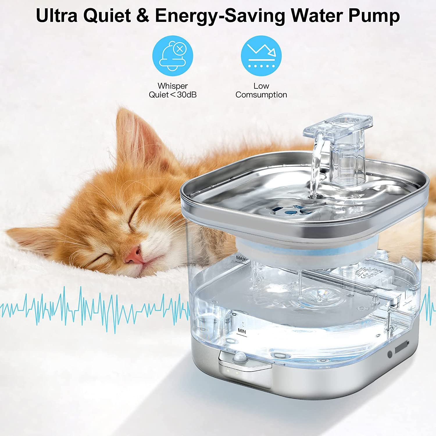 Bebedor de agua de gato de inducción inteligente, bebedor de agua de mascota de carga inalámbrica, filtro de circulación automática, productos de mascota al por mayor image 5