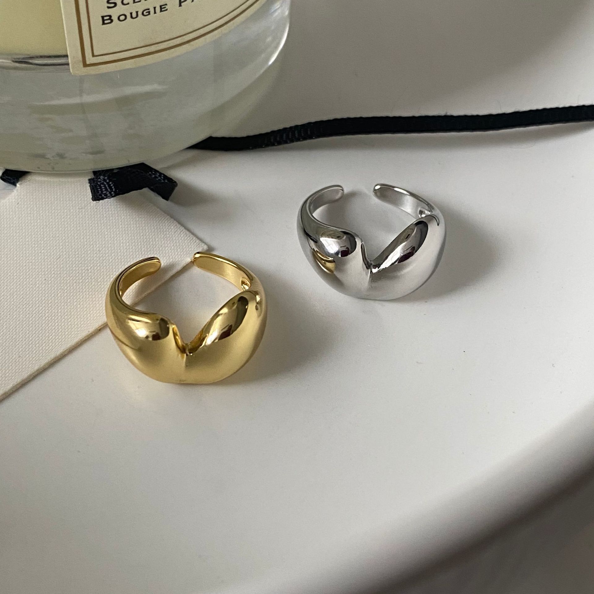 1 Piece Quantity Holiday, Daily Occasion Wholesale Simple Style Heart Shape Copper 18K Gold Plated Rings