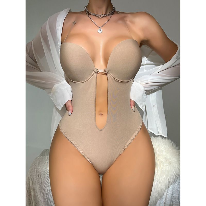 European and American Cross-Border Foreign Trade Backless Deep V-Neck Plunge Shapewear Bodysuit Shapewear