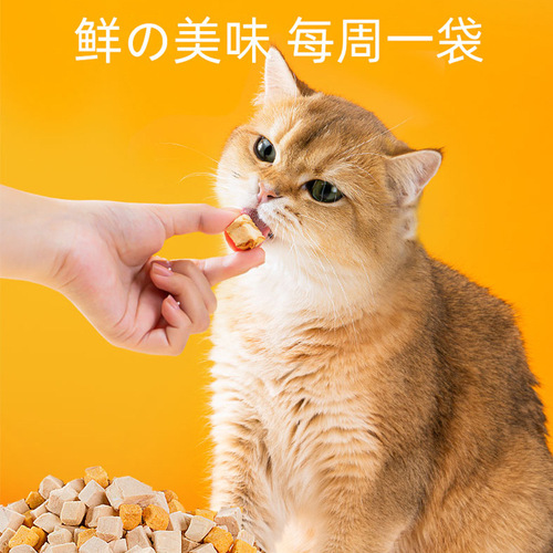 Cat snacks, chicken, freeze-dried chicken breast pellets, quail fish, pure meat, egg yolk, kitten, dog, and cat pet food