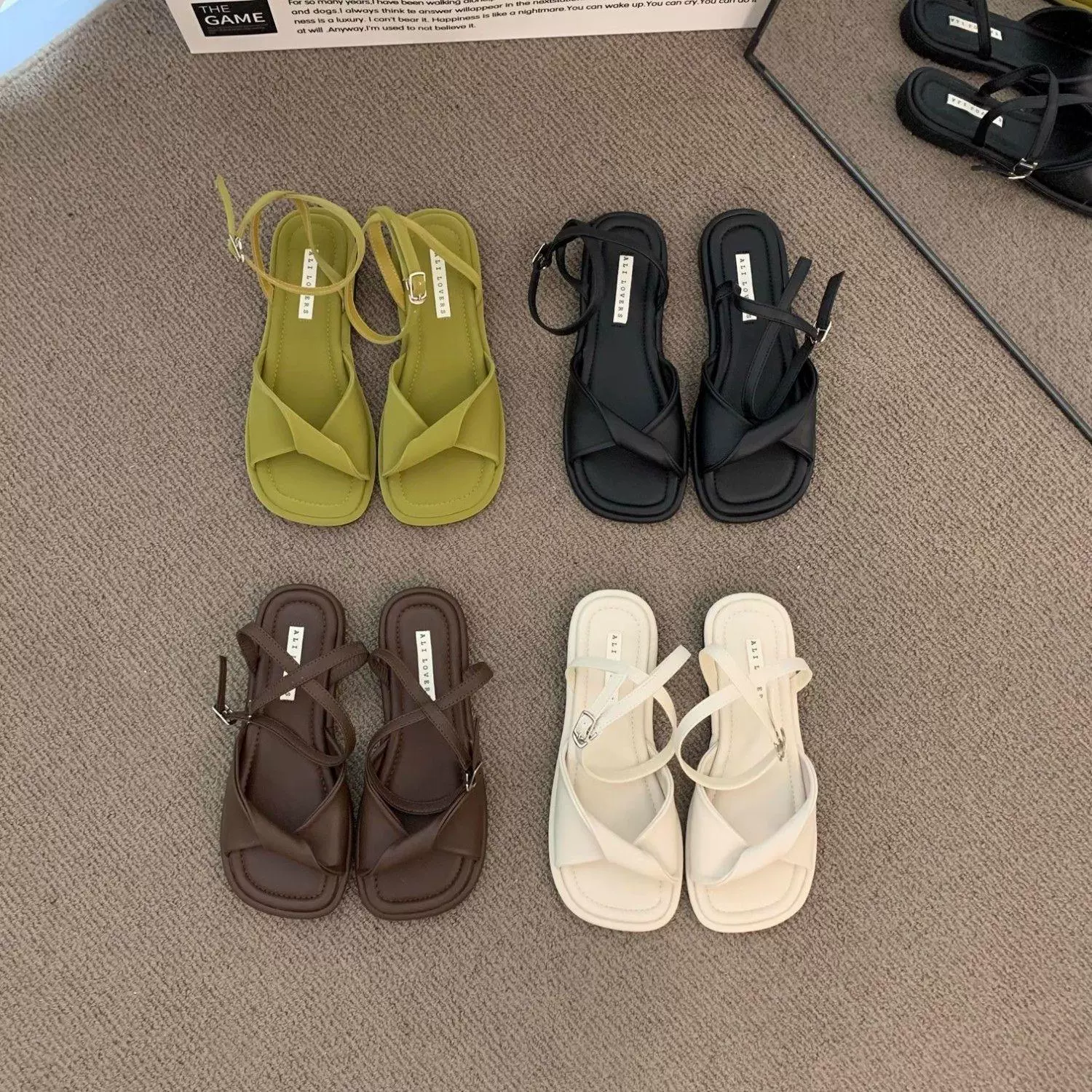 Женские летние босоножки Fairy French Milk White Open Toe, плоские, 2025 года, новые, для вечерних выходов, мягкая подошва, римские, для отдыха