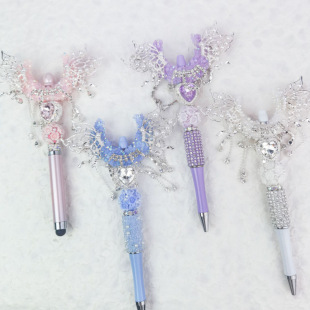 Live Hot Selling Trendy Play Handmade diy Heavy Worker Cute Pen Beaded Pen Butterfly Wings Moon Boat Transfer Pen