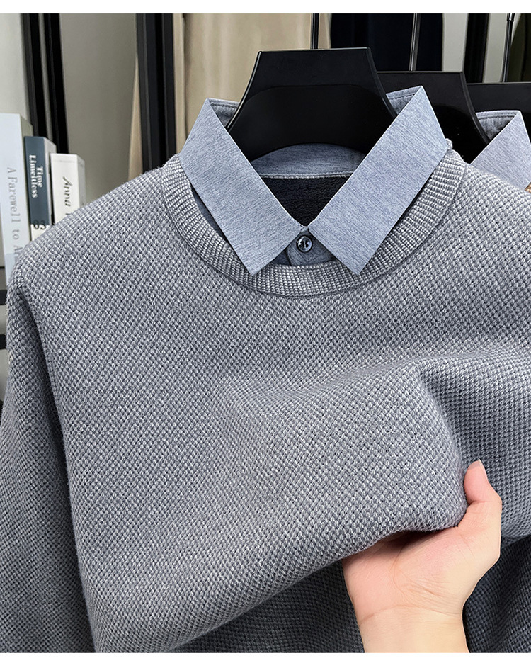 Herbst/Winter 2026/2025: Neues zweiteiliges Herren-Langarmshirt mit Fleecefutter, dicker, einfarbiger Sohle und schlichtem Design_voghion.com