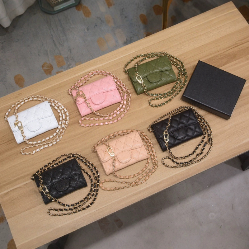 Original Genuine Leather Cf Small Chanel-Style Quilted Chain Bag Mini Coin Purse Cross-Border Small Chanel Caviar Sheepskin Wallet