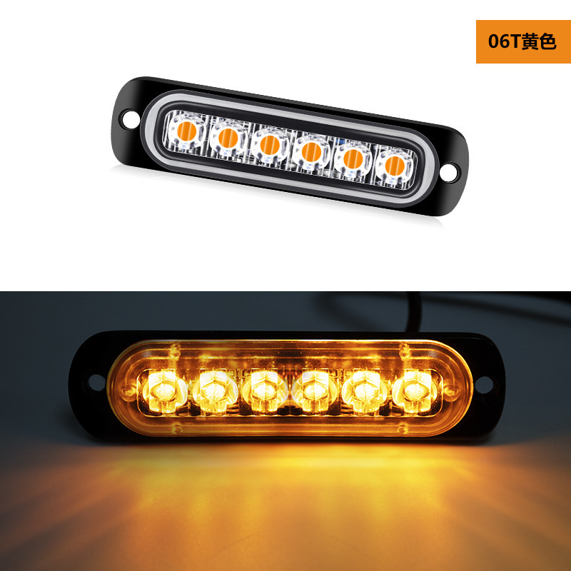 Lámpara lateral LED para automóviles y camiones Lámpara de parpadeo ultra delgada 6 luces Lámpara de advertencia Lámpara de señal