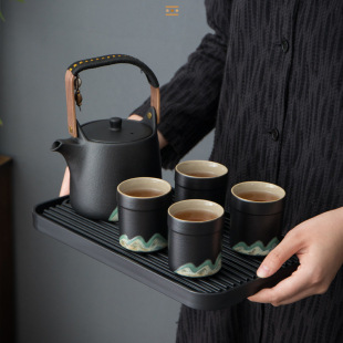 Ceramic Teapot Large Capacity Office Hotel Teapot Kung Fu Travel Tea Set Outdoor Portable