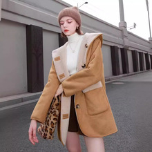 凰凰100%羊羔毛女颗粒羊剪绒皮草连帽中长宽松保暖双面穿女气质