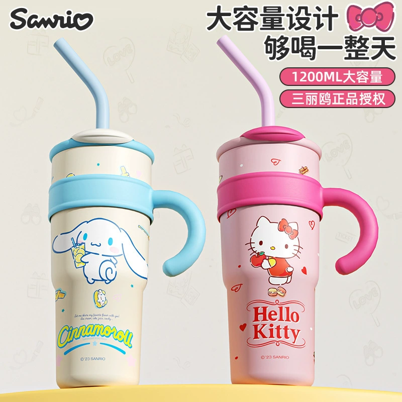 Sanrio, мультяшный стакан из нержавеющей стали с прозрачным цилиндром, ручка, вместительная чашка для чая