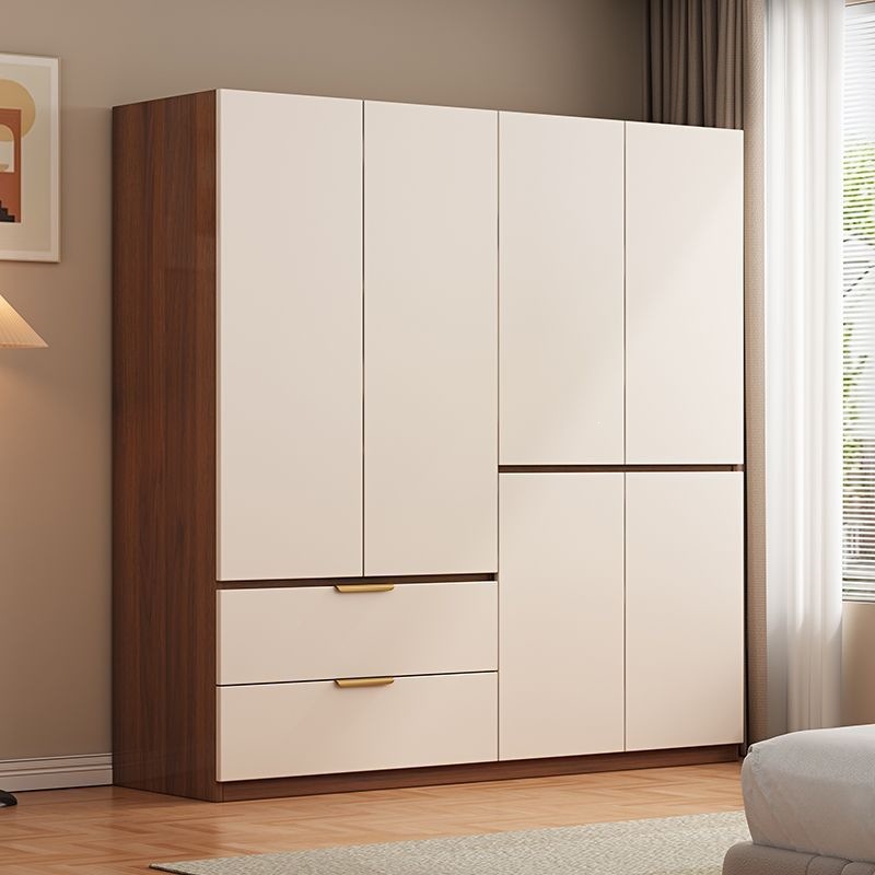 Modern minimalist wardrobe for home use, bedroom storage cabinet, suitable for rental apartments, with double doors, separate compartments, economical children's storage cabinet