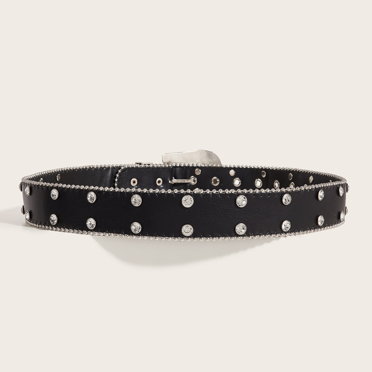 European And American Cross-Border Rhinestone Belt For Men, Inlaid With Sparkling Rhinestones, Hip-Hop Punk Style,_voghion.com