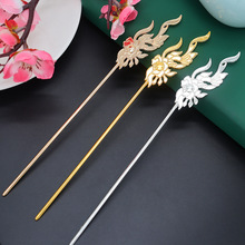 合金芍药发簪胎底保色复古汉服旗袍手工点翠烧蓝中国风头饰配饰