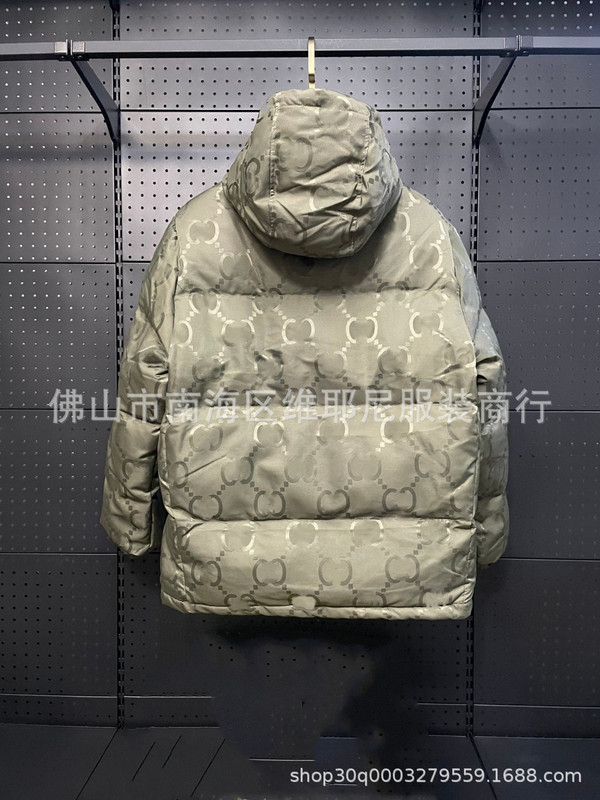 正确版 GU家满印暗纹提花秋冬保暖防风羽绒服高定版英伦休闲外套|undefined
