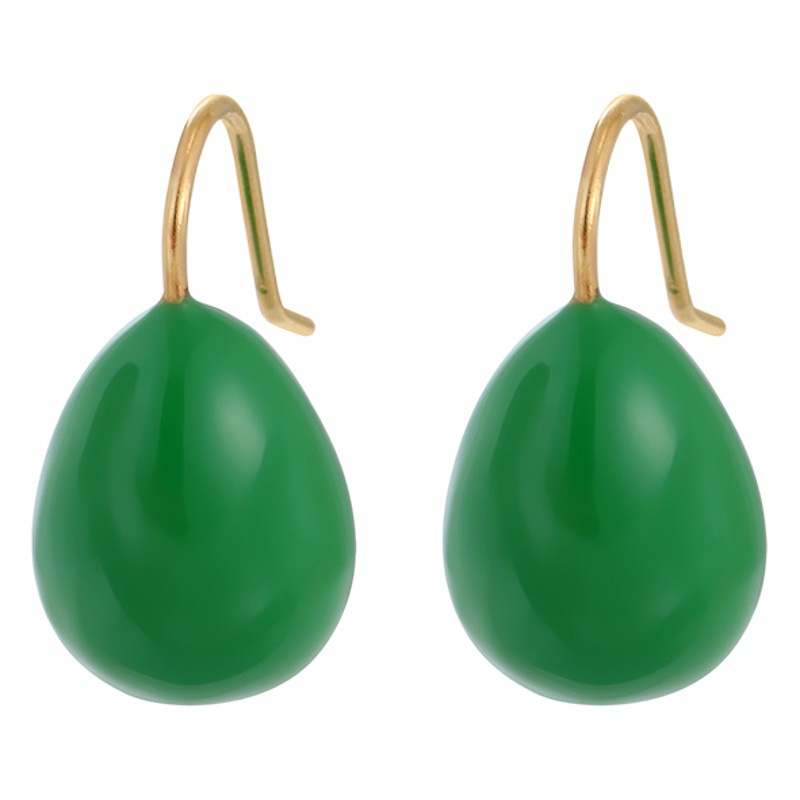 Summer Colorful Oil Dripping Titanium Steel Earrings, Simple Design, Versatile, Light Luxury and High-End, Summer Water Drop Earrings That Will Not Fade