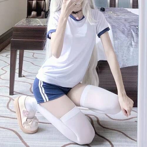 Slightly chubby gymnastics suit for women, pure lust style suit, Japanese girl college senior style cheerleading beach swimsuit gym suit