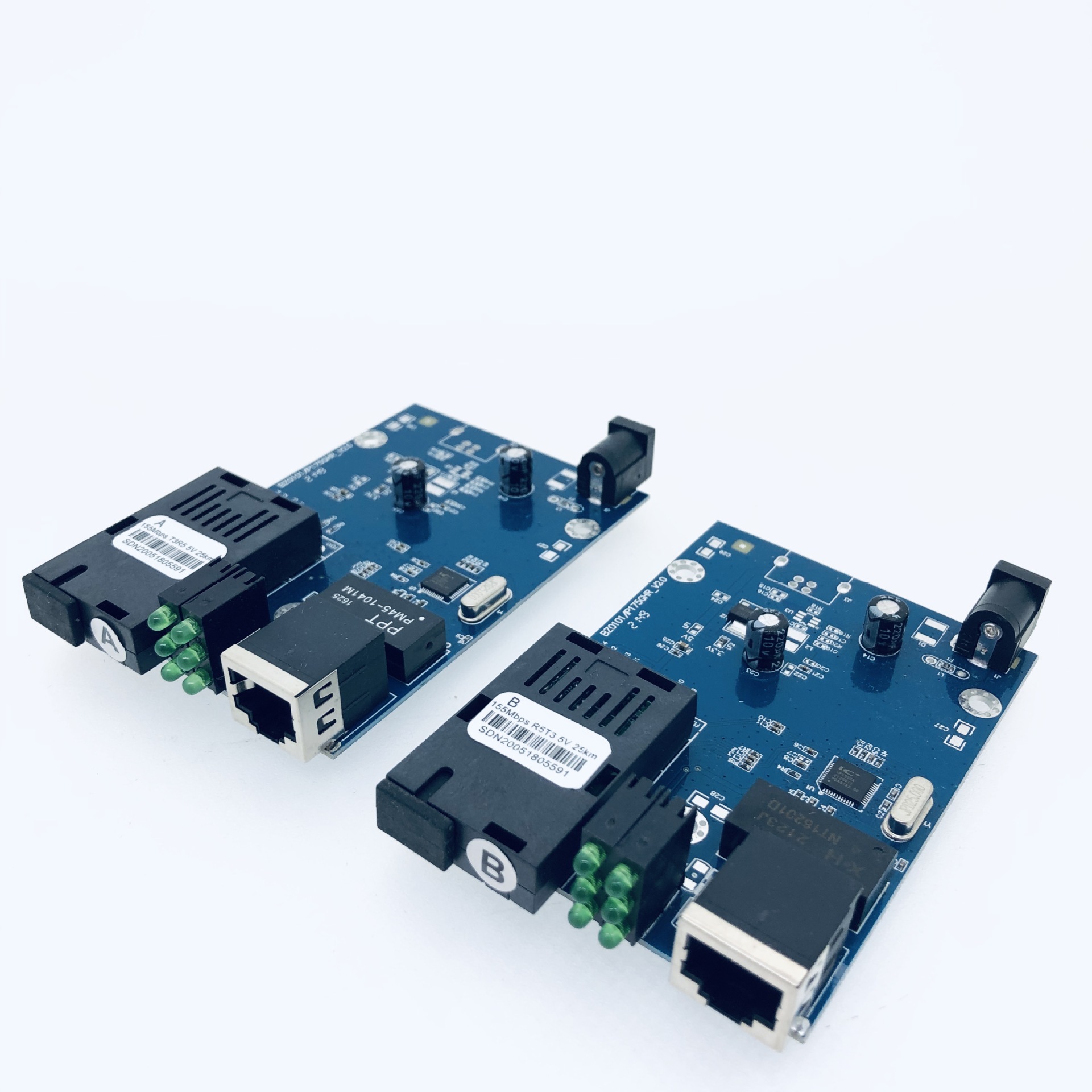 1光1电百兆光电转换器主板单模单纤SC口光纤收发器PCBA板一对