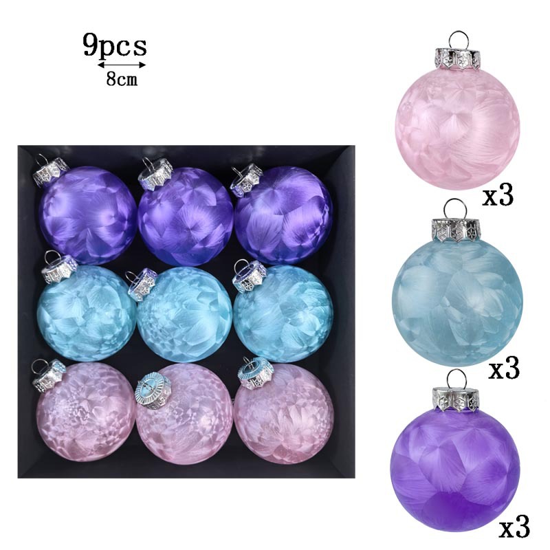 Explosiones transfronterizas 8CM plumas de plástico transparente sensación de bola de Navidad creativa bola de decoración de Navidad colgante de árbol de Navidad