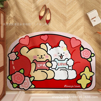 Mat Festive Red Door Mat, Avtomobil döşəmə paspasları - house-full-of-happiness-4060cm-silk-circle