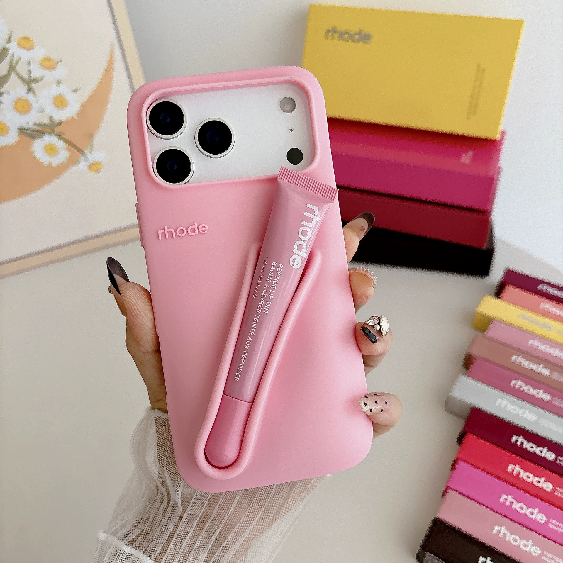Яблоко, помада, блеск для губ, iPhone 14, трехмерный силиконовый чехол для телефона, iphone