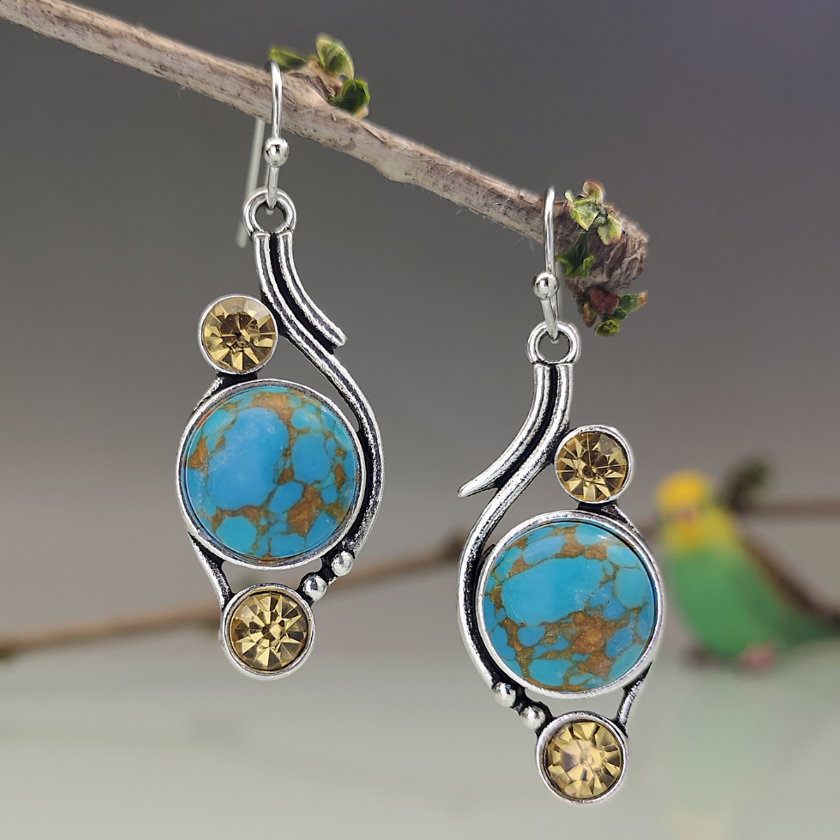 Retro turquoise fashionable creative sophisticated earrings