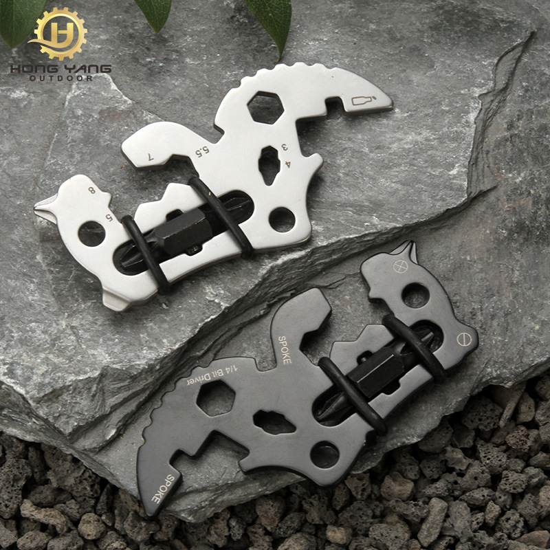 14合1多功能精冲EDC工具卡开瓶器 便携辐条扳手居家应急组合工具