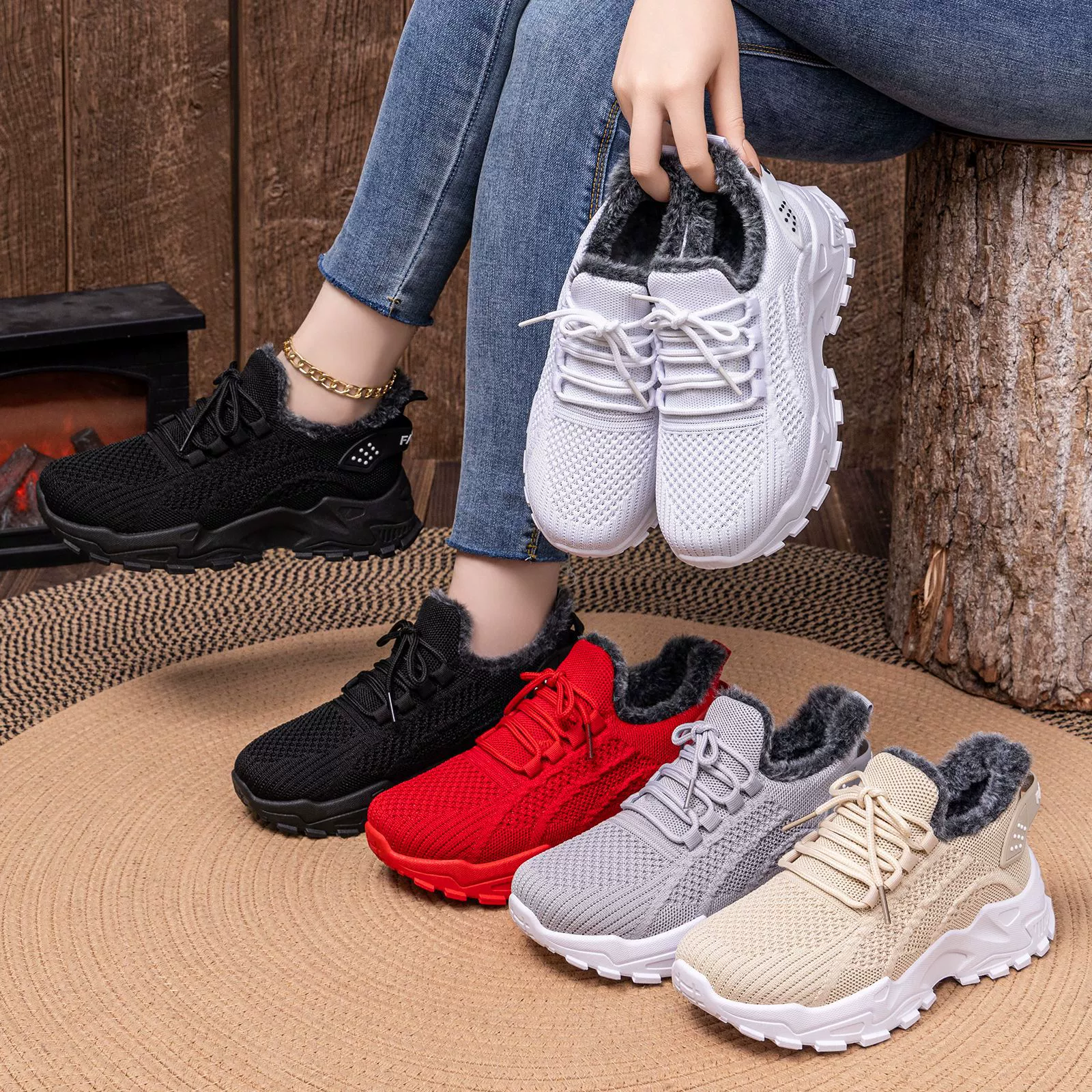 Winter warm footwear, keep warm low boots platform