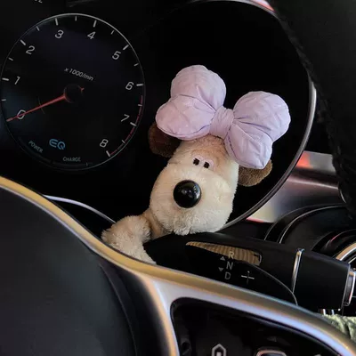 Sürətlər qutusu və əl tormozu başlıqları bumper decoration Mercedes-Benz car - purple-bowknot-pregnant-dog