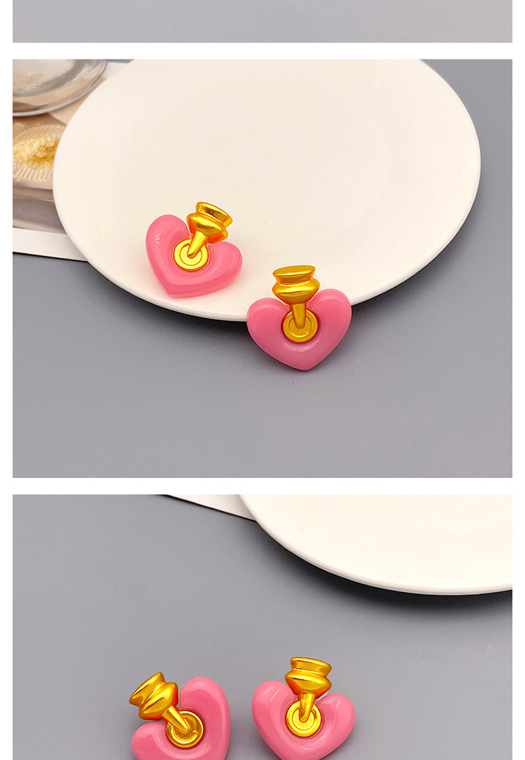 Simple Style Heart Shape Copper Gold Plated Ear Studs 1 Pair