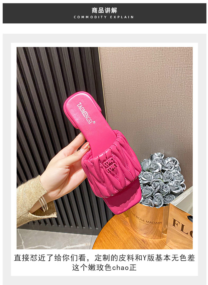 Dép lê nữ mùi vuông đế bằng chống trơn thoải mái đi ngoài trời — Màu Đen (không có chữ cái), Pink (không có chữ cái), Trắng sữa (không có chữ cái), Xanh sữa (không có chữ cái) chi tiết 31