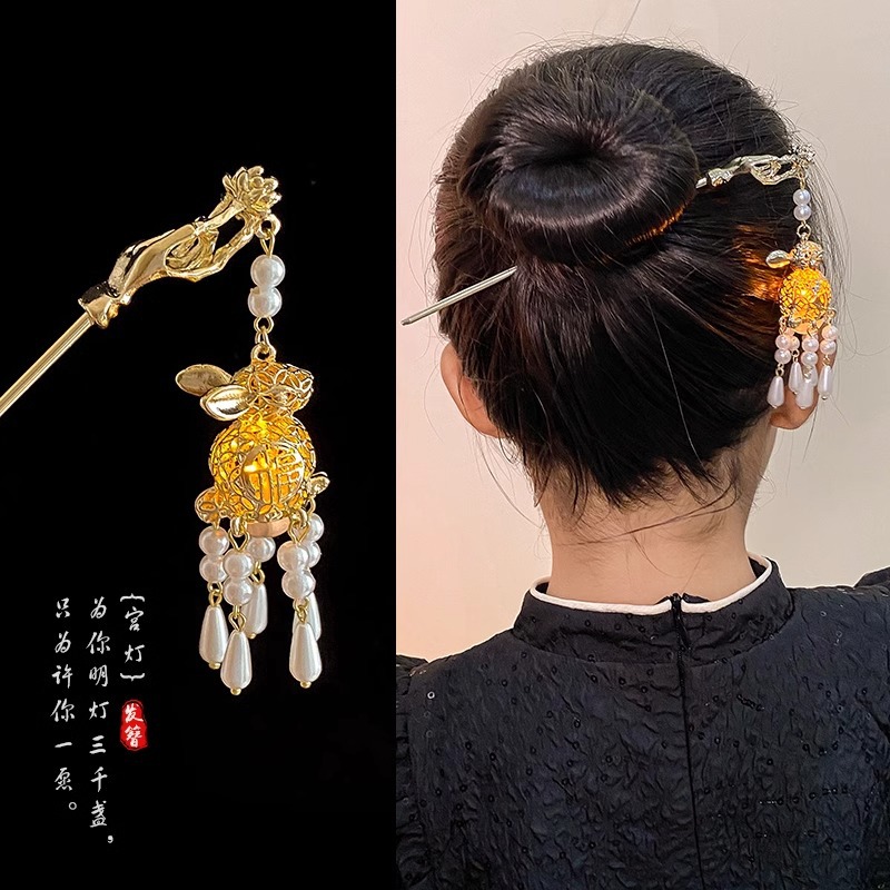 Clipper de cabello de flores de estilo antiguo, temperamento femenino de alto nivel, temperamento versátil, clipper de cabello de estilo chino, clipper de cabello de cabeza posterior.