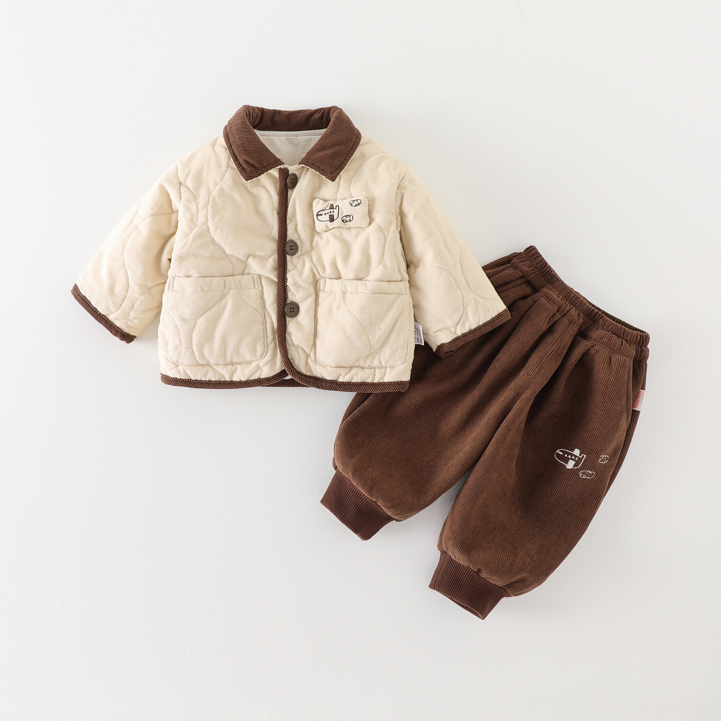 2025 New Winter Korean Style Boys' Thickeneded Cotton Outwears, Baby Boys' Fashionable Lapel Small Outwears, Autumn and Winter Children's Clothing Wholesale