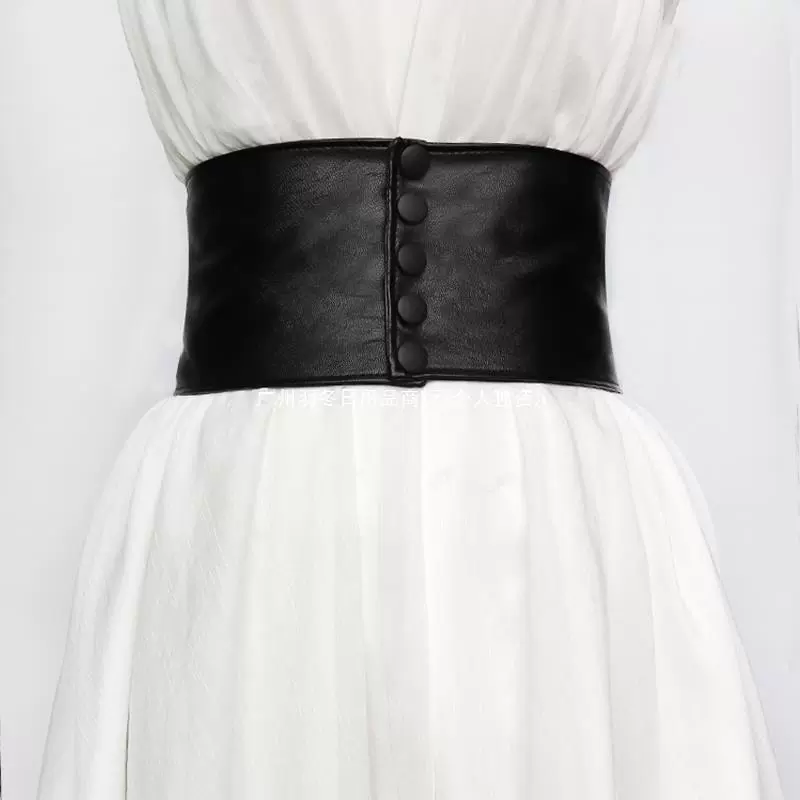 Верхняя одежда с уплотнением талии Женская декоративная юбка верхняя одежда ретро талия эластичный широкий черный пояс Модная рубашка в Корейском стиле простая