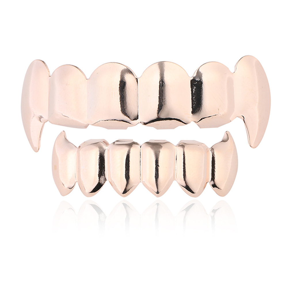 Europeo y americano nuevo hip hop personas real chapado en oro tirantes cóncavo-convexo Plaid textura hip hop tirantes grandes dientes de oro