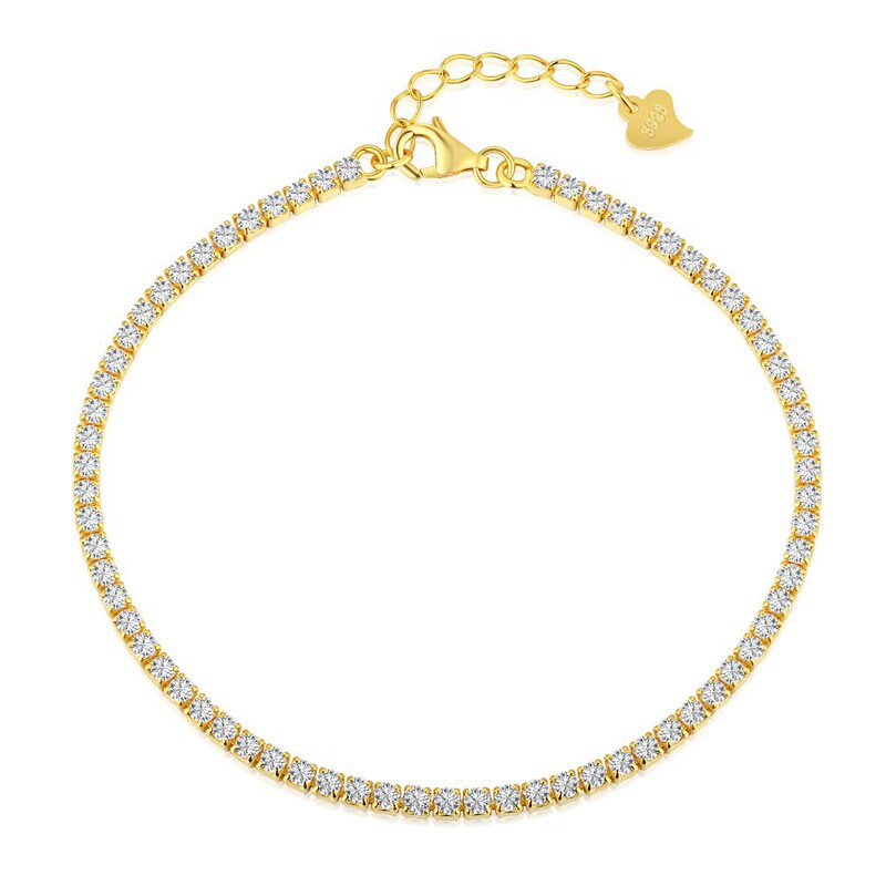 S925 Sterling Silver Tennis Bracelet Chain for Women with Inlaid Row of Diamonds, 2mm Zircon, European and American Fashion, Simple and Elegant, Wholesale