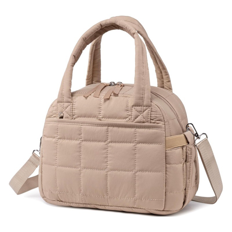 Amazon's New Soft Lunch Bag Taslon Quilted Puffer Ice Bag Multifunctional Portable Crossbody Insulated Bag