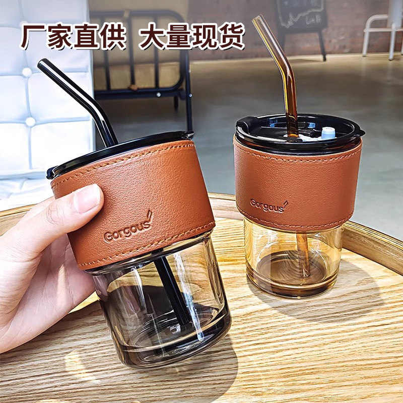 ネット赤ins風グラス竹節カップストローカッププレゼントカップ高颜値お土産カップ卸売り|undefined