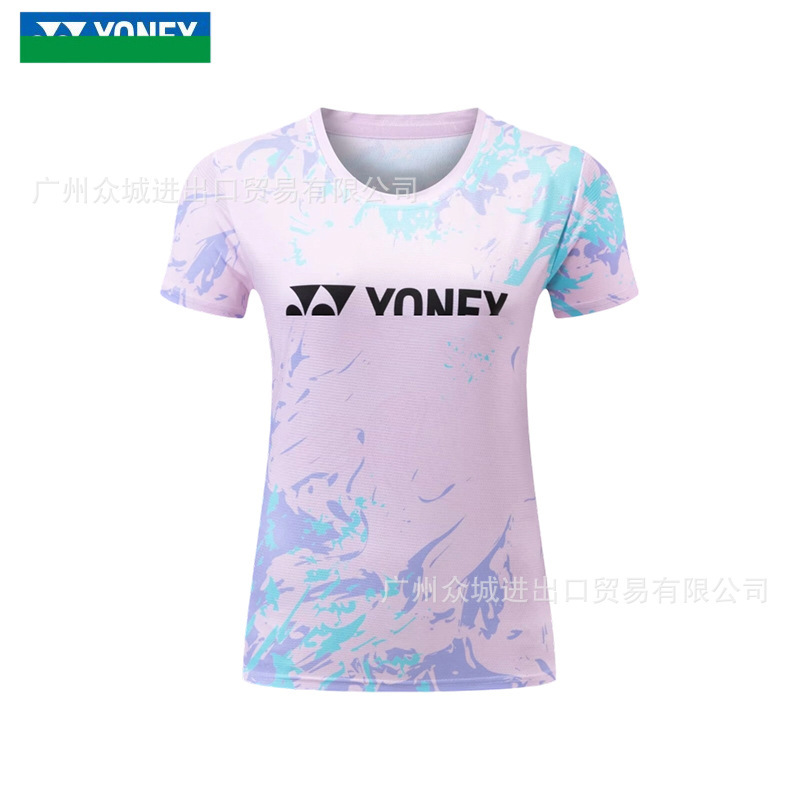 新款YY羽毛球服男女运动服短袖大赛服上衣速干运动t恤比赛服印字|undefined