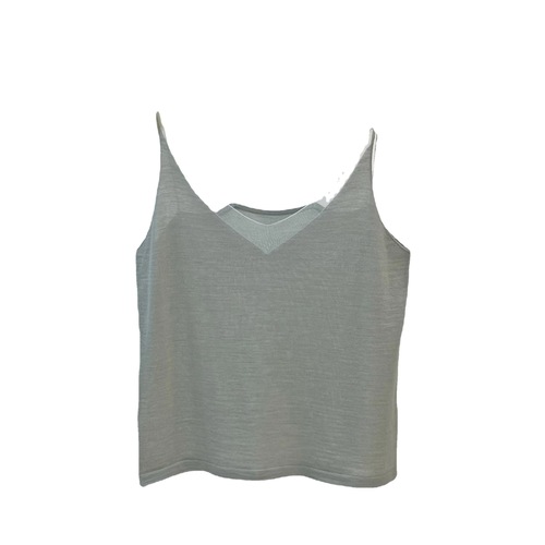 Mulberry silk fine wool Korean style organza splicing V-neck loose bottoming sling solid color scheming vest for women summer