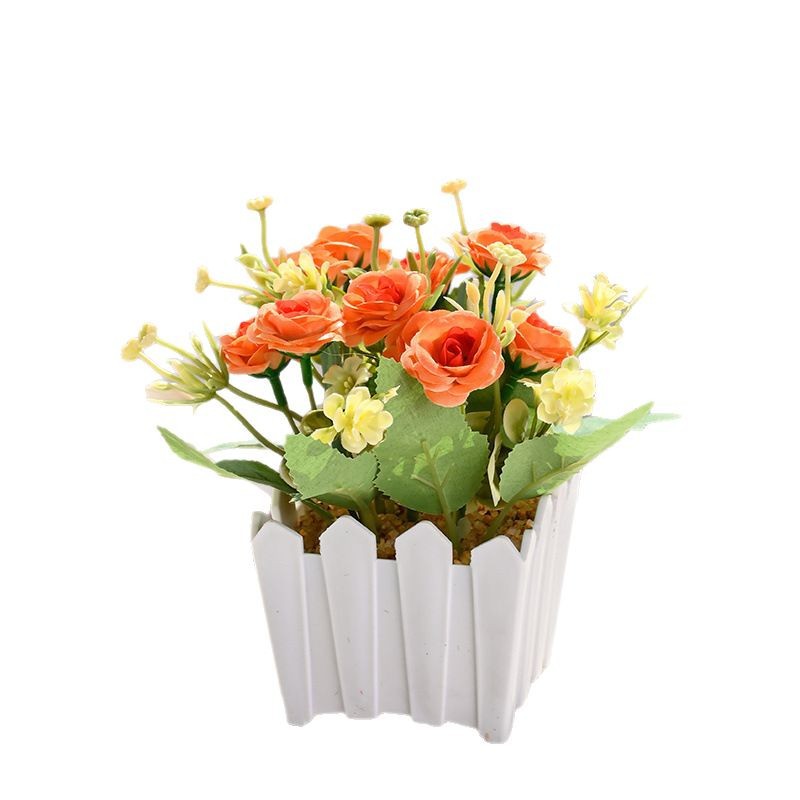 10 bonsái de cerca de rosa pequeña flor de simulación creativa decoración de estudio fotográfico para el hogar decoración planta verde artificial simulación planta en maceta image 6