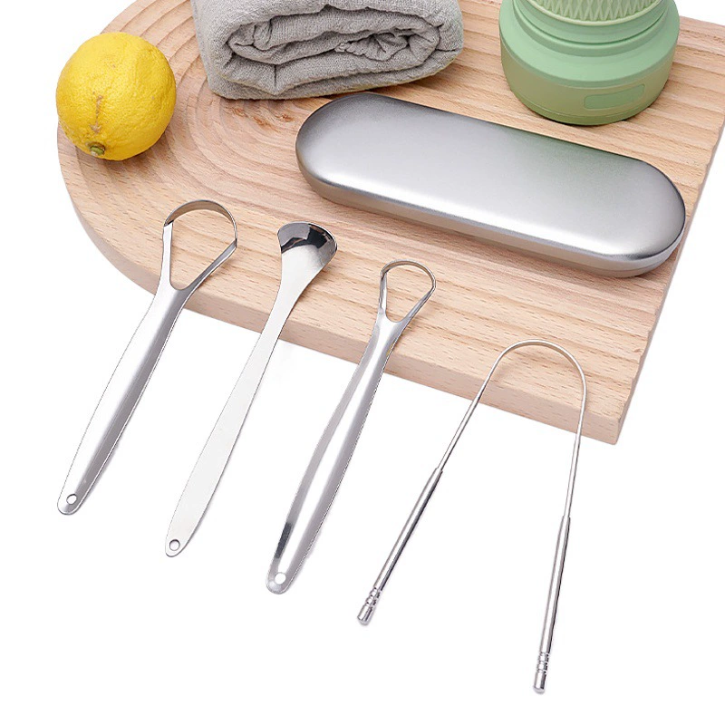 В наличии Очиститель покрытия языка Скребок из нержавеющей стали Скребок для покрытия языка Устный инструмент Средство для удаления стоматологических камней Скребок для покрытия языка