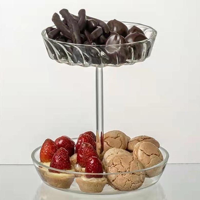 De estilo europeo plato de fruta de vidrio mesa de comedor candelabro con velas cena decoración de moda creativa merienda accesorios de decoración