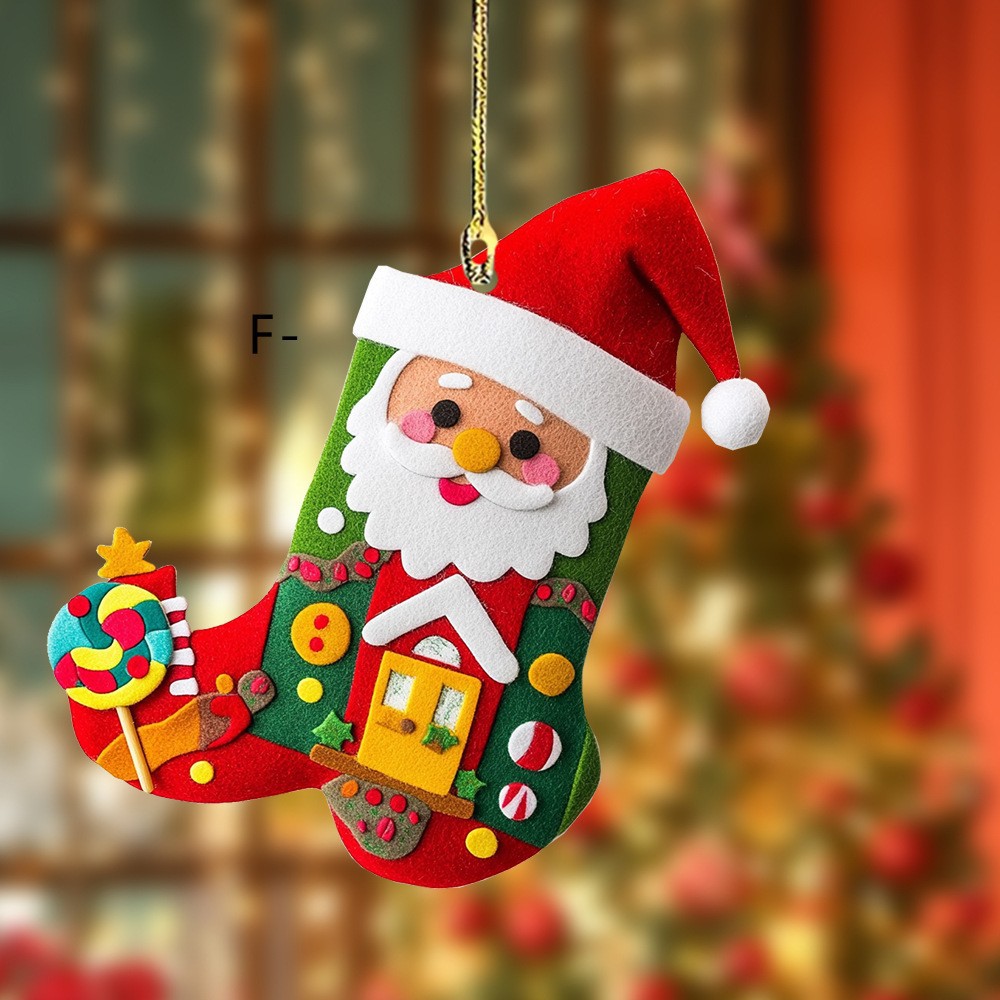 Serie de calcetines de Navidad transfronterizas acrílico plano para automóviles colgante de decoración de árbol de Navidad atmósfera de vacaciones colgante image 11