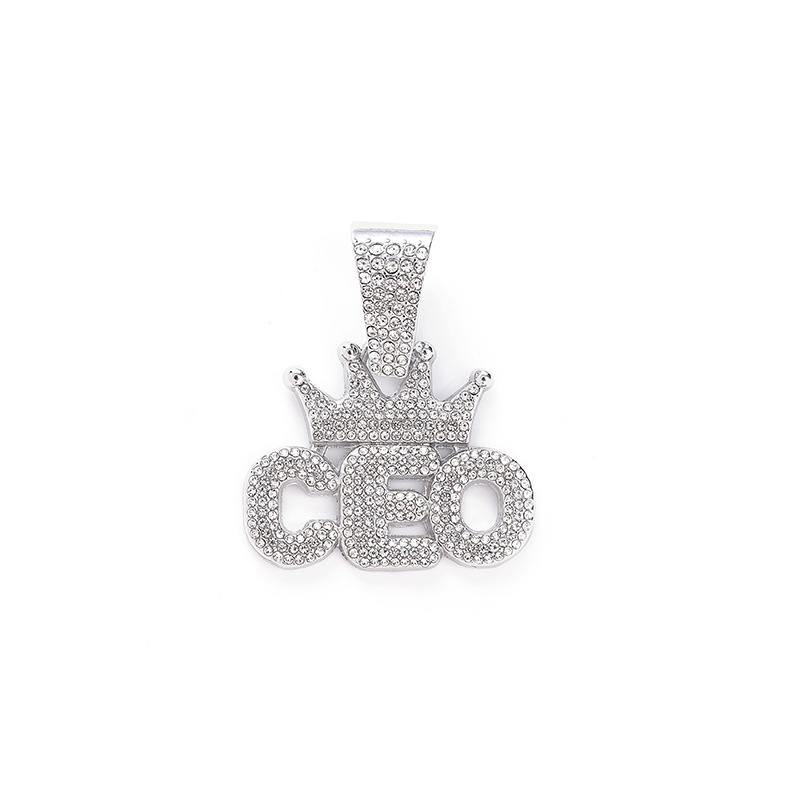 Europa y Estados Unidos Hip-Hop Diamante Colgante de letras Ceo Collar cubano Hip-Hop Hombres Accesorios de discoteca callejera