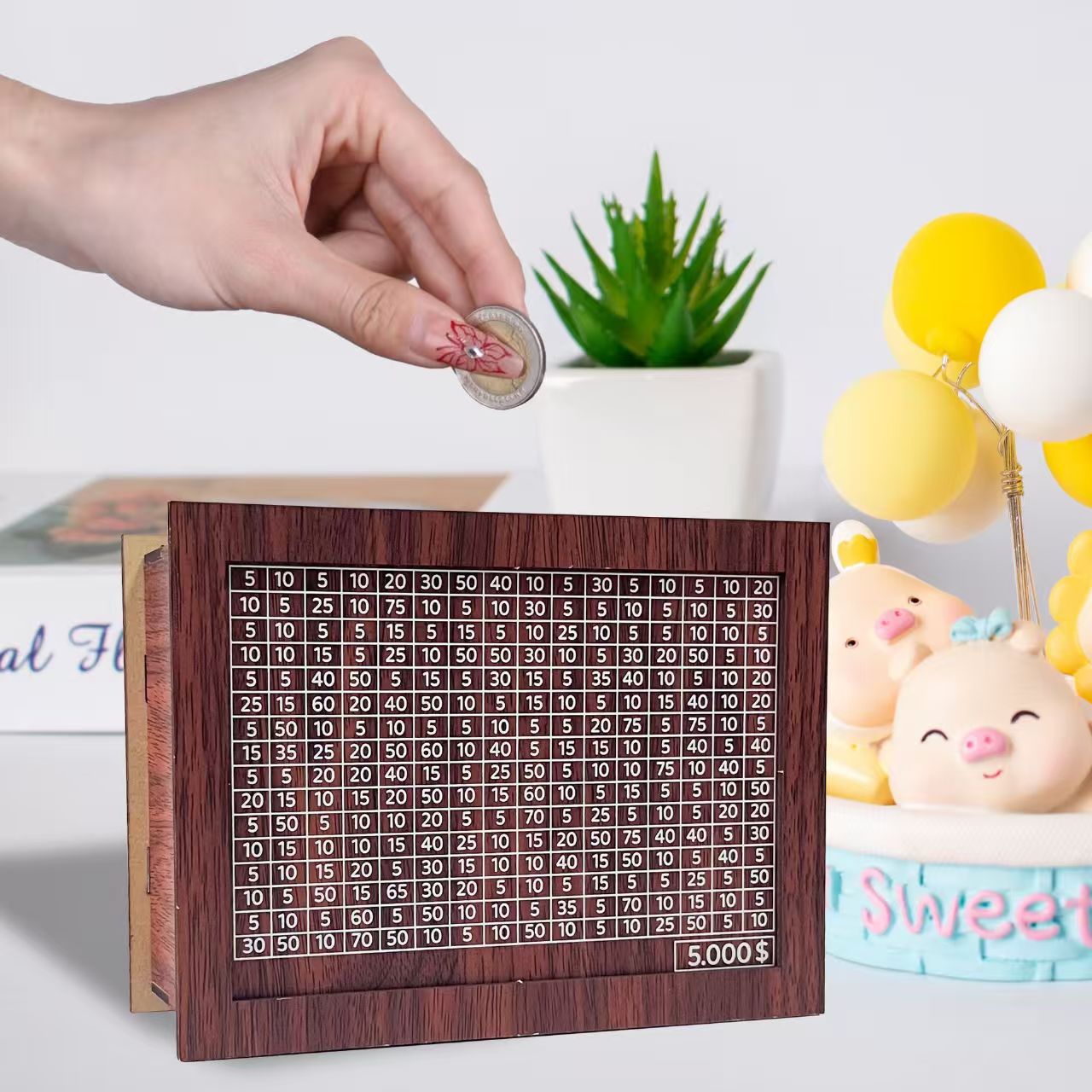 2026 nueva caja de ahorro para niños, niñas y niños, adultos, caja de almacenamiento de gran capacidad, calendario de madera de alta calidad, caja de ahorro estricta